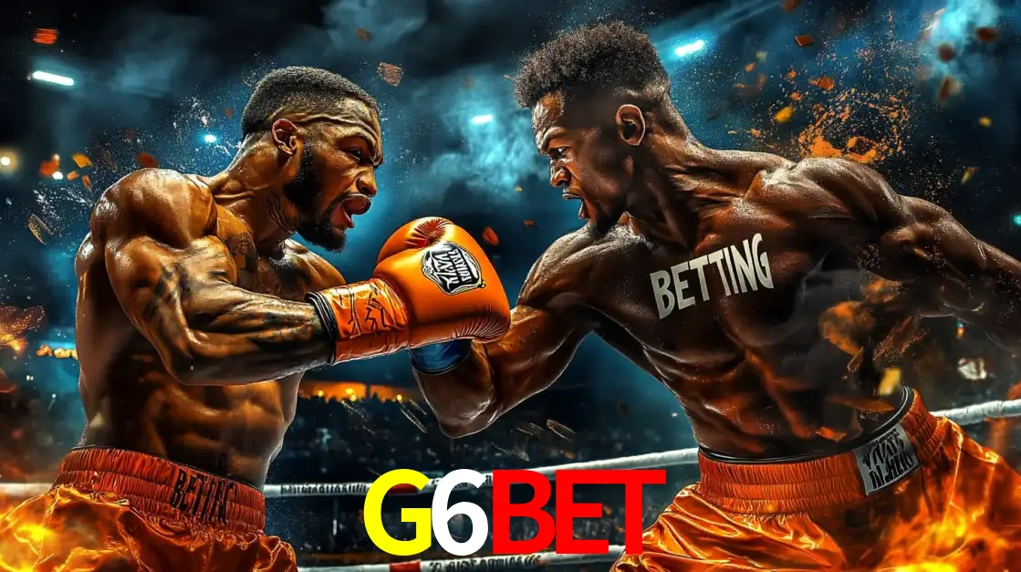 Dois boxeadores em uma luta intensa e explosiva, representando a adrenalina e as oportunidades de apostas em esportes de combate disponíveis na plataforma G6BET.